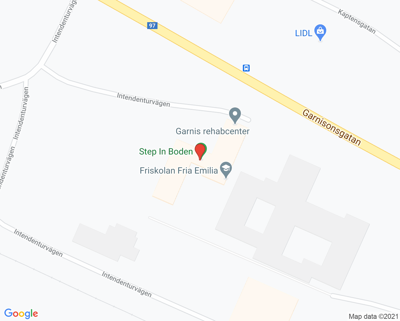 Karta till Garnis Rehabcenter mottagningen Boden