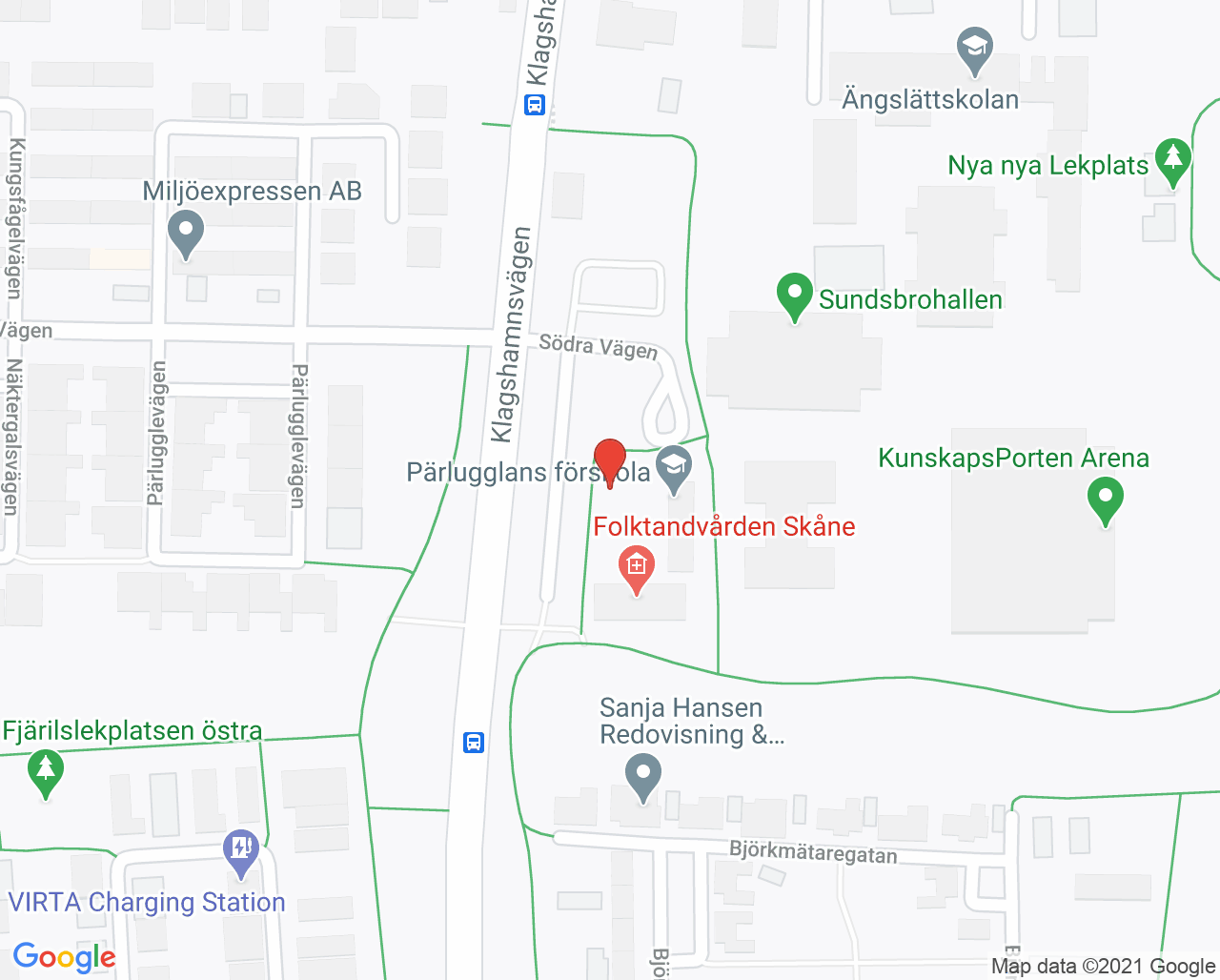 Karta till Malmö Bunkeflo, Folktandvården Skåne AB