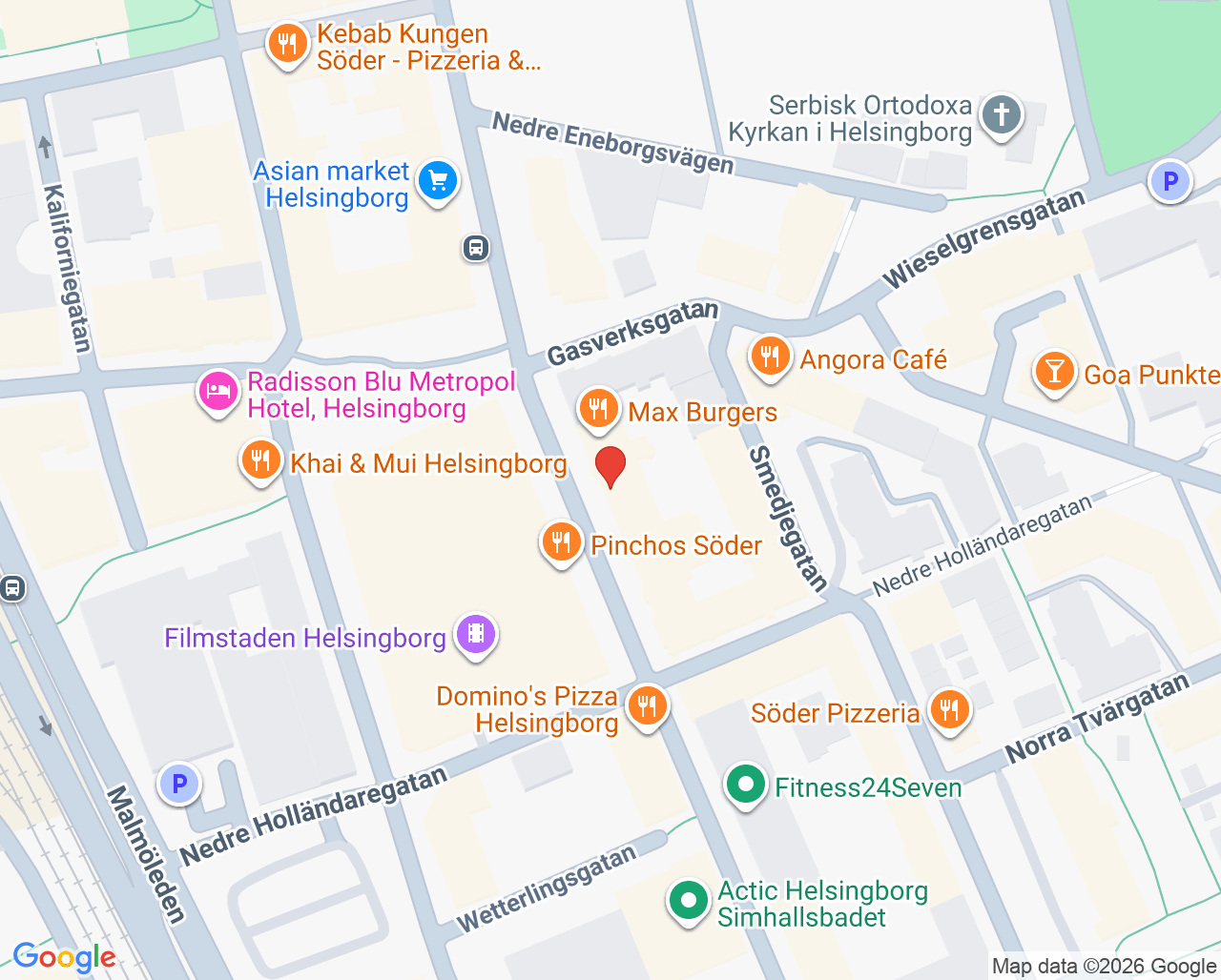 Karta till Cereb Helsingborg