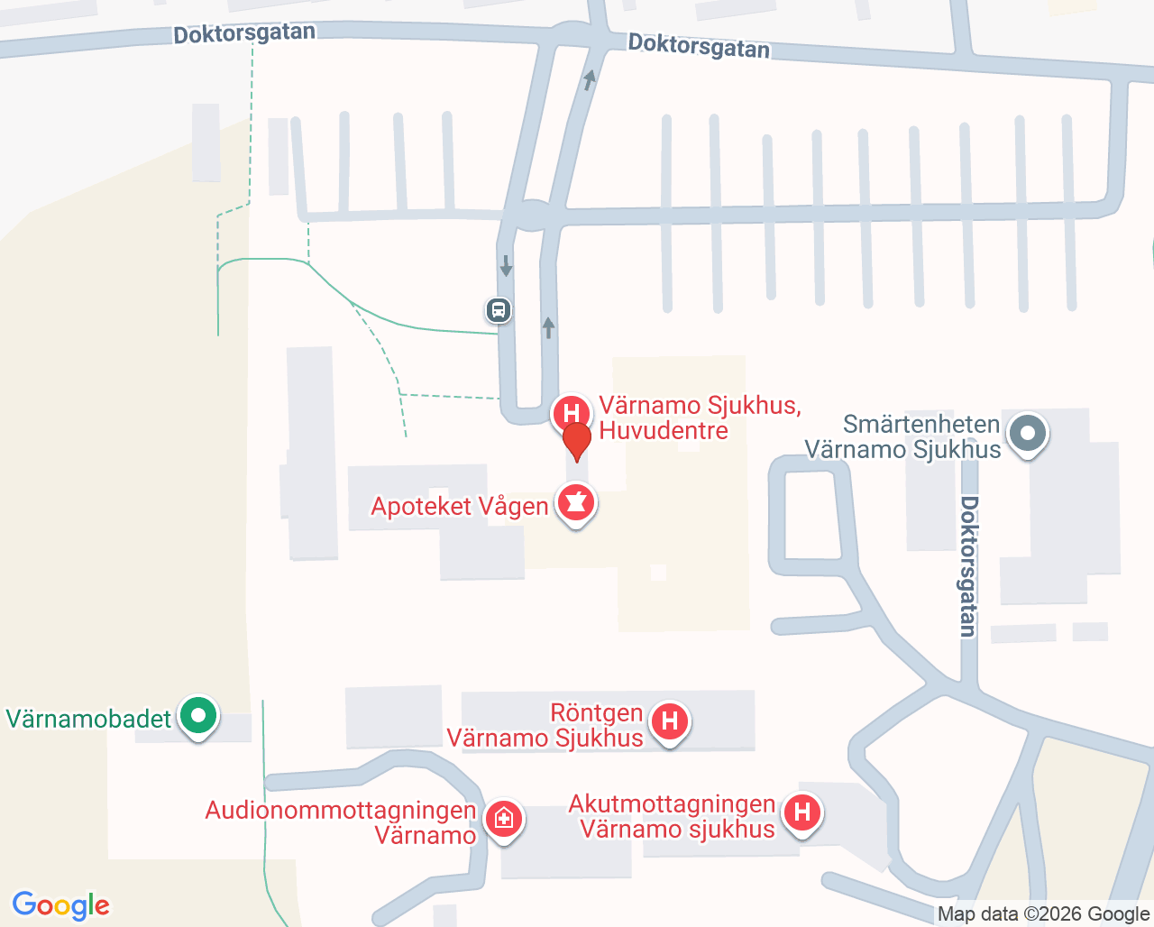 Karta till Dialysenheten Värnamo sjukhus, Värnamo sjukhus