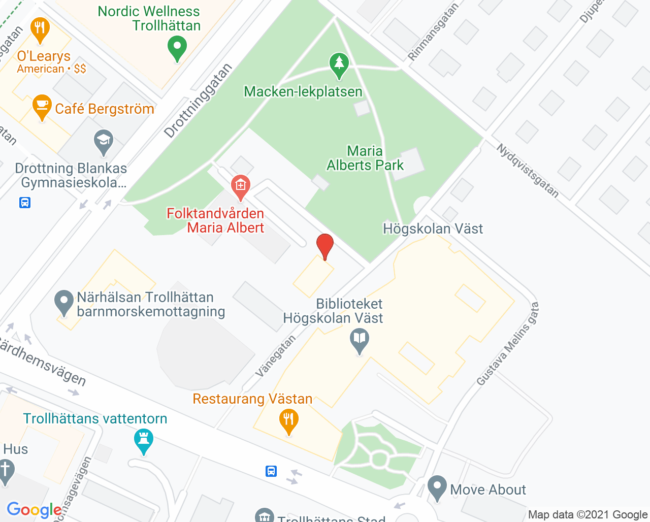 Karta till Folktandvården Maria Albert Trollhättan, Trollhättan