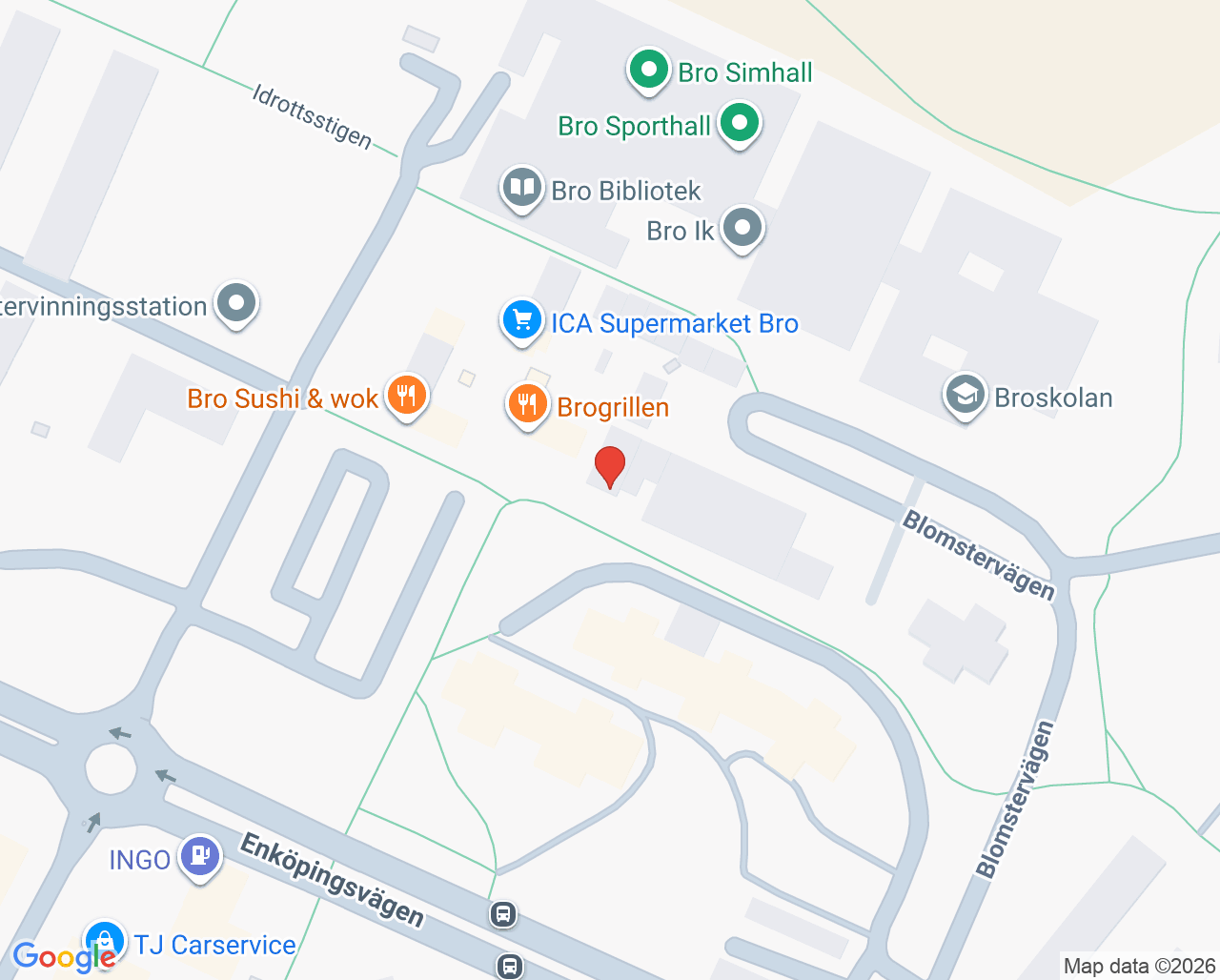 Karta till Vaccinova hos Kronans Apotek Bro Centrum