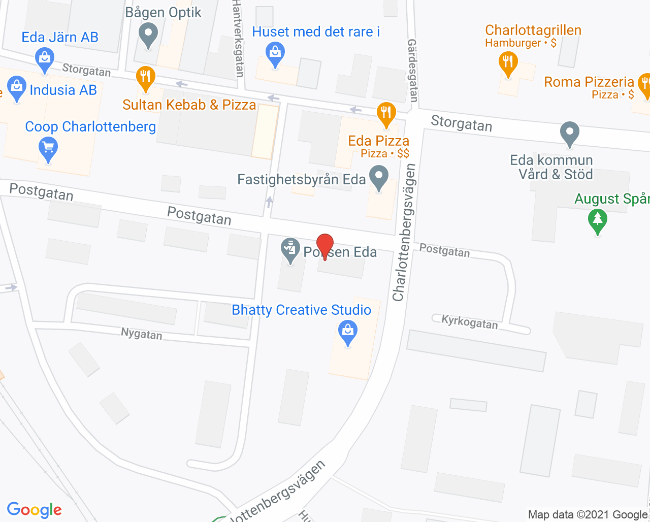 Karta till Charlottenbergs Tandklinik, Charlottenberg