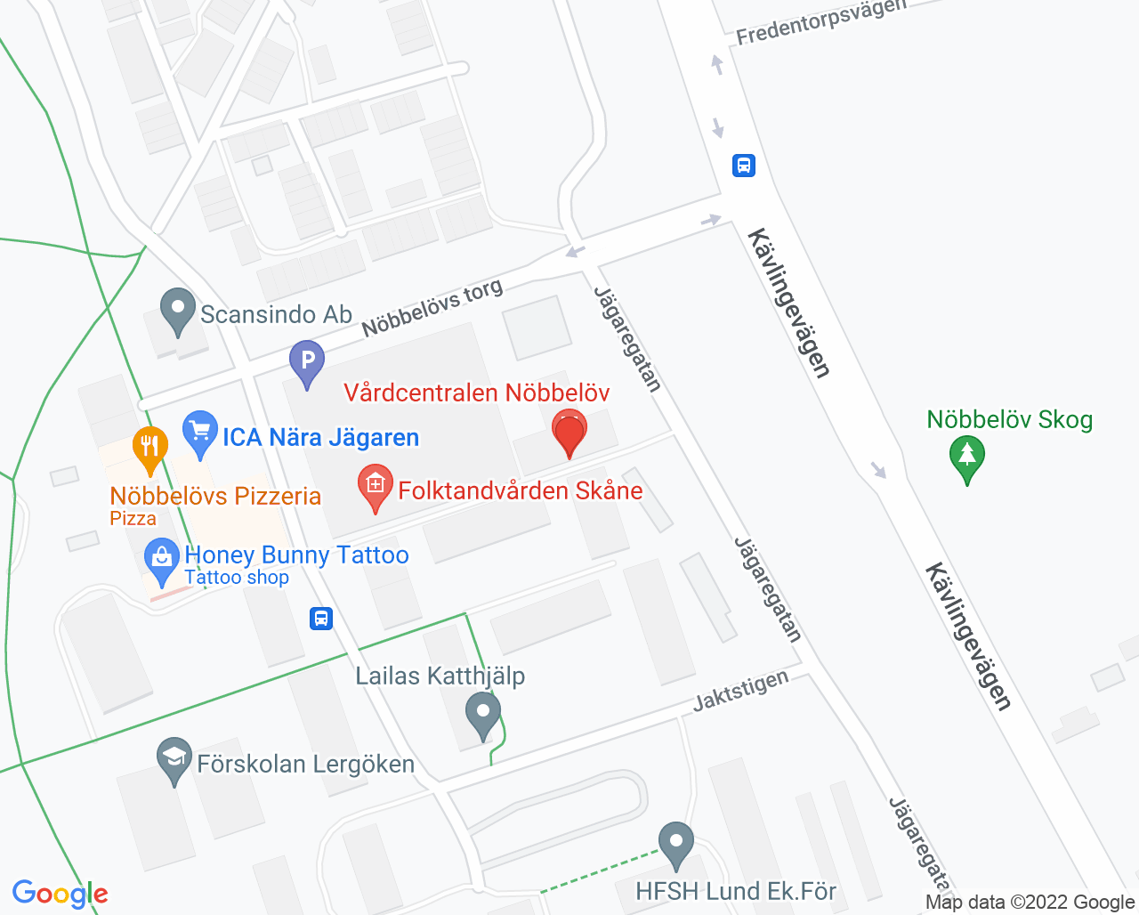 Karta till Vårdcentralen Nöbbelöv