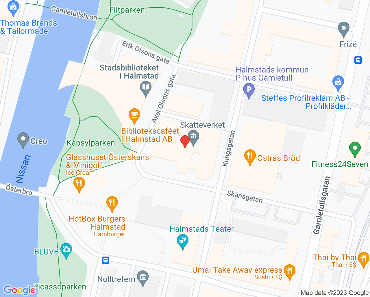 Karta till Tudorkliniken Barnavårdscentral Halmstad