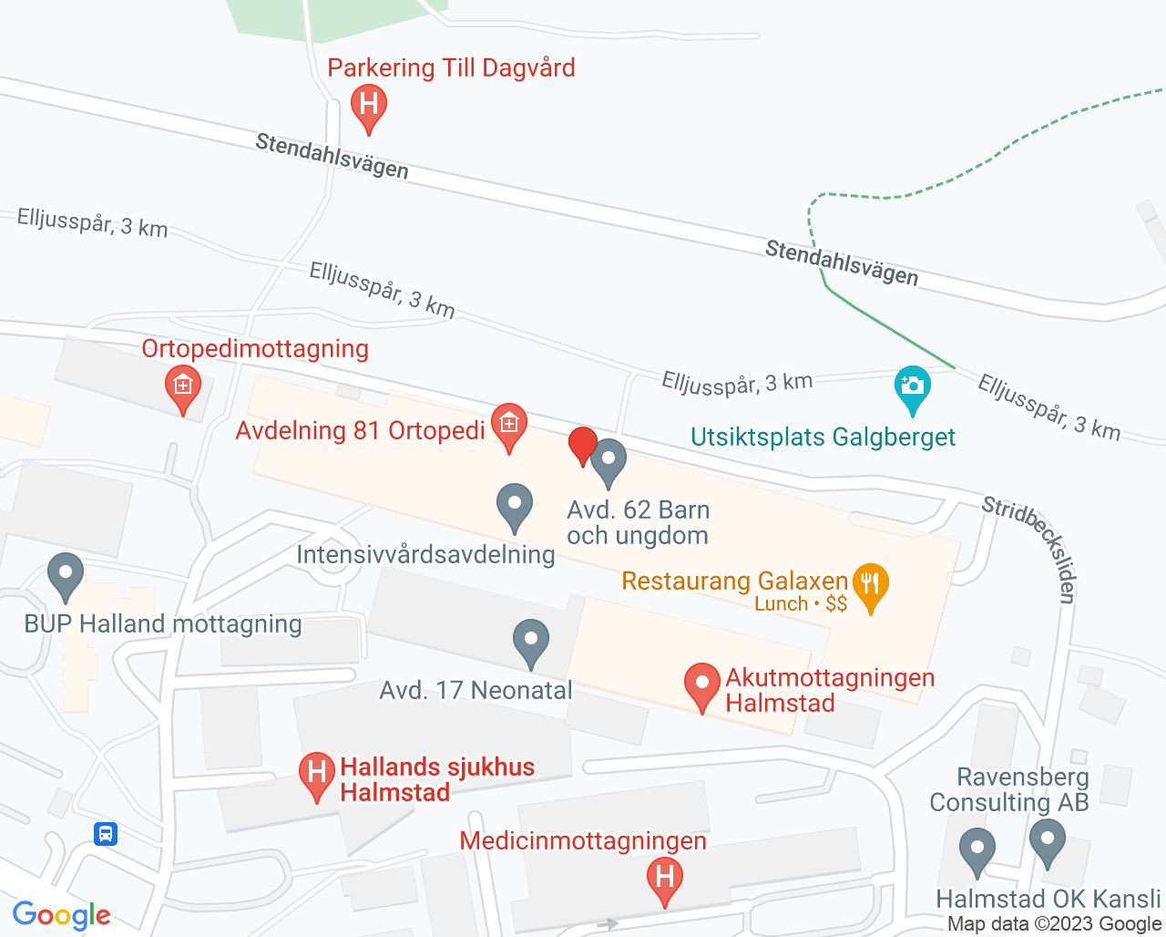 Karta till Avdelning 72 Kirurgi Hallands sjukhus Halmstad