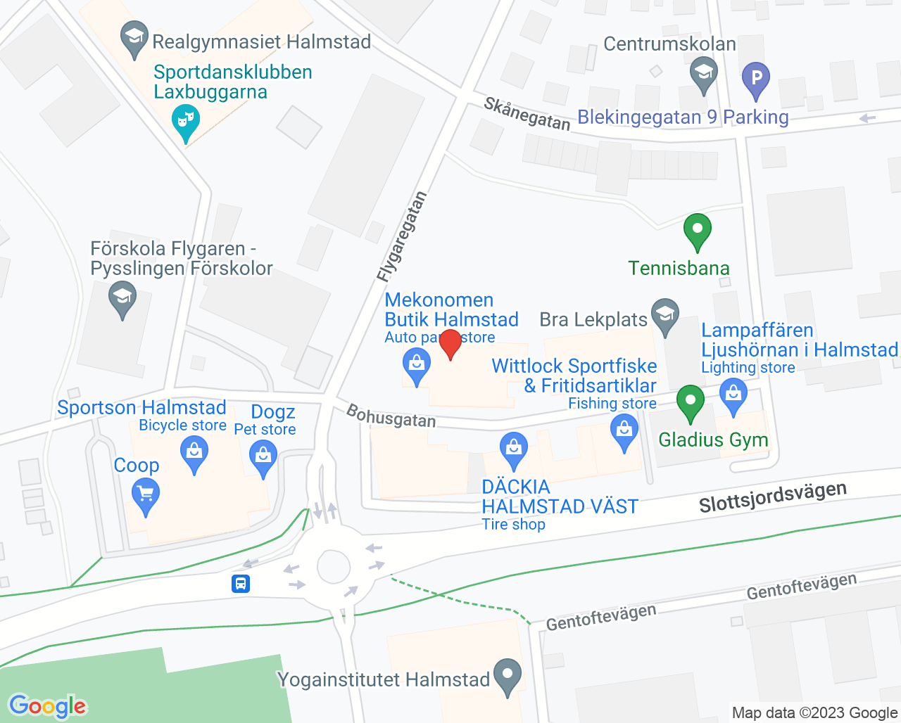 Karta till Ortopedi- och sportskadekliniken, Halmstad