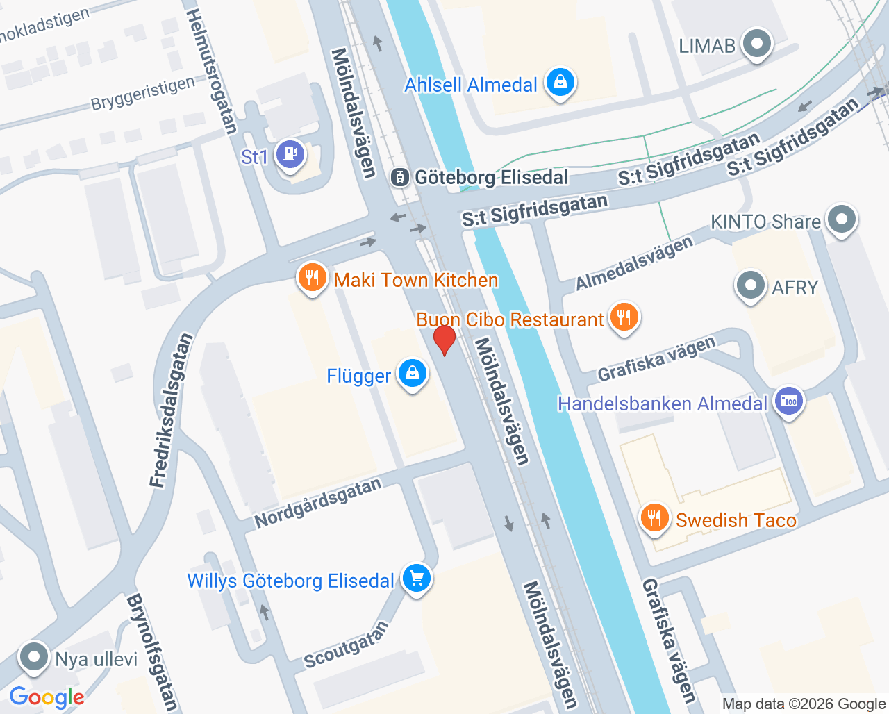 Karta till Meliva vårdcentral Fredriksdal