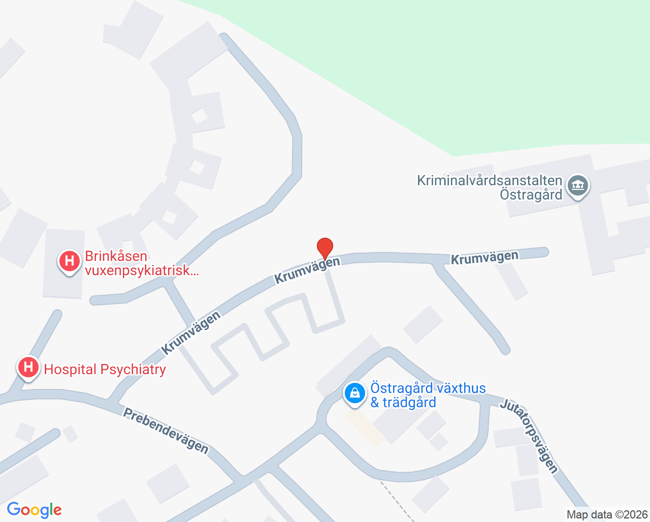 Karta till Rättspsykiatriavdelning 92 Brinkåsen, Vänersborg