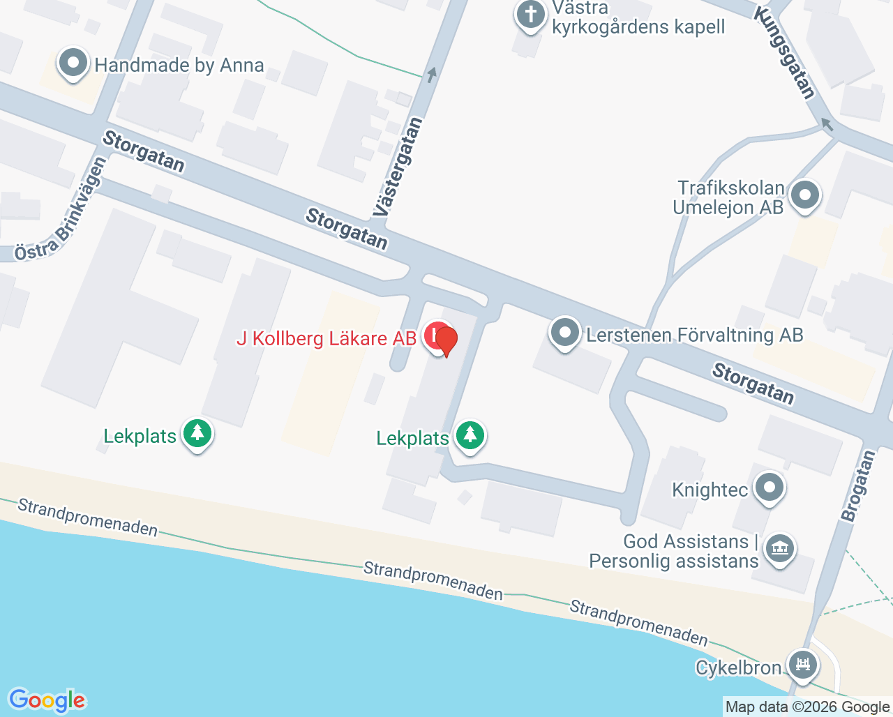 Karta till Husläkarna Hälsocentral i Umeå