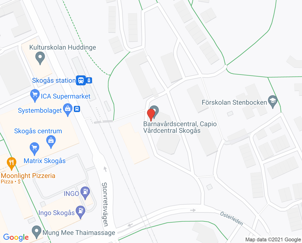 Karta till Folktandvården Skogås