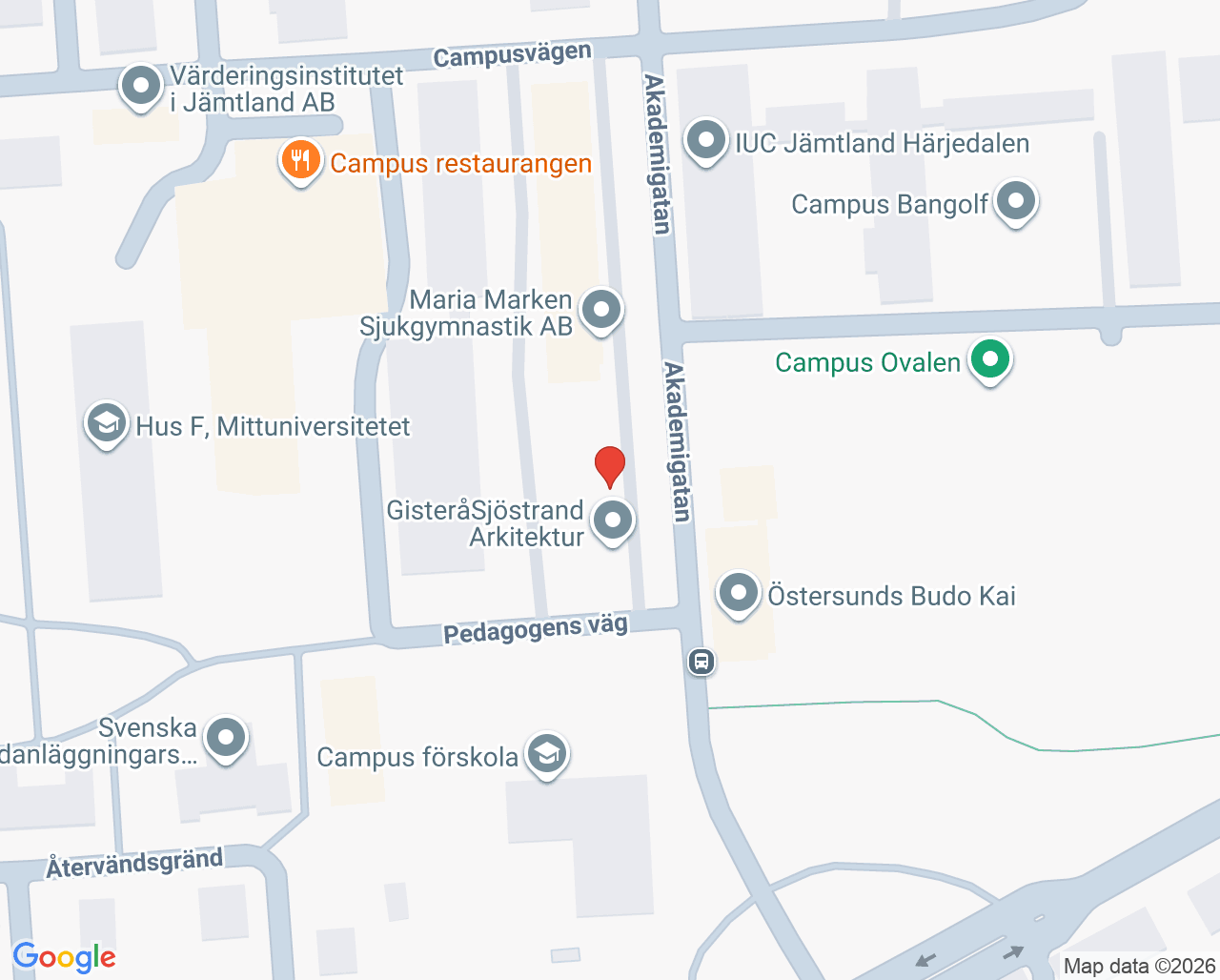 Karta till Folktandvården Campus, Östersund