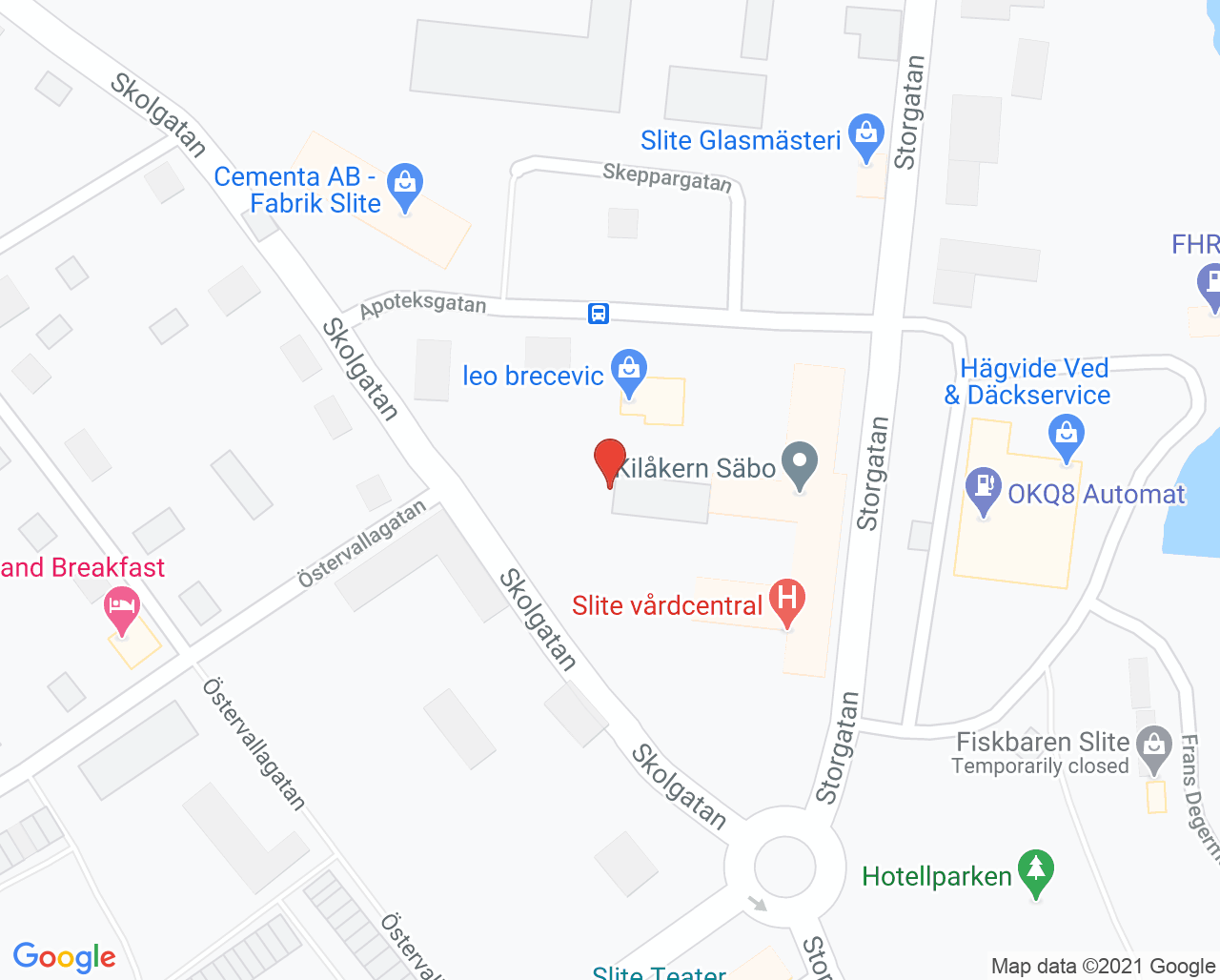 Karta till Folktandvården Slite, Gotland