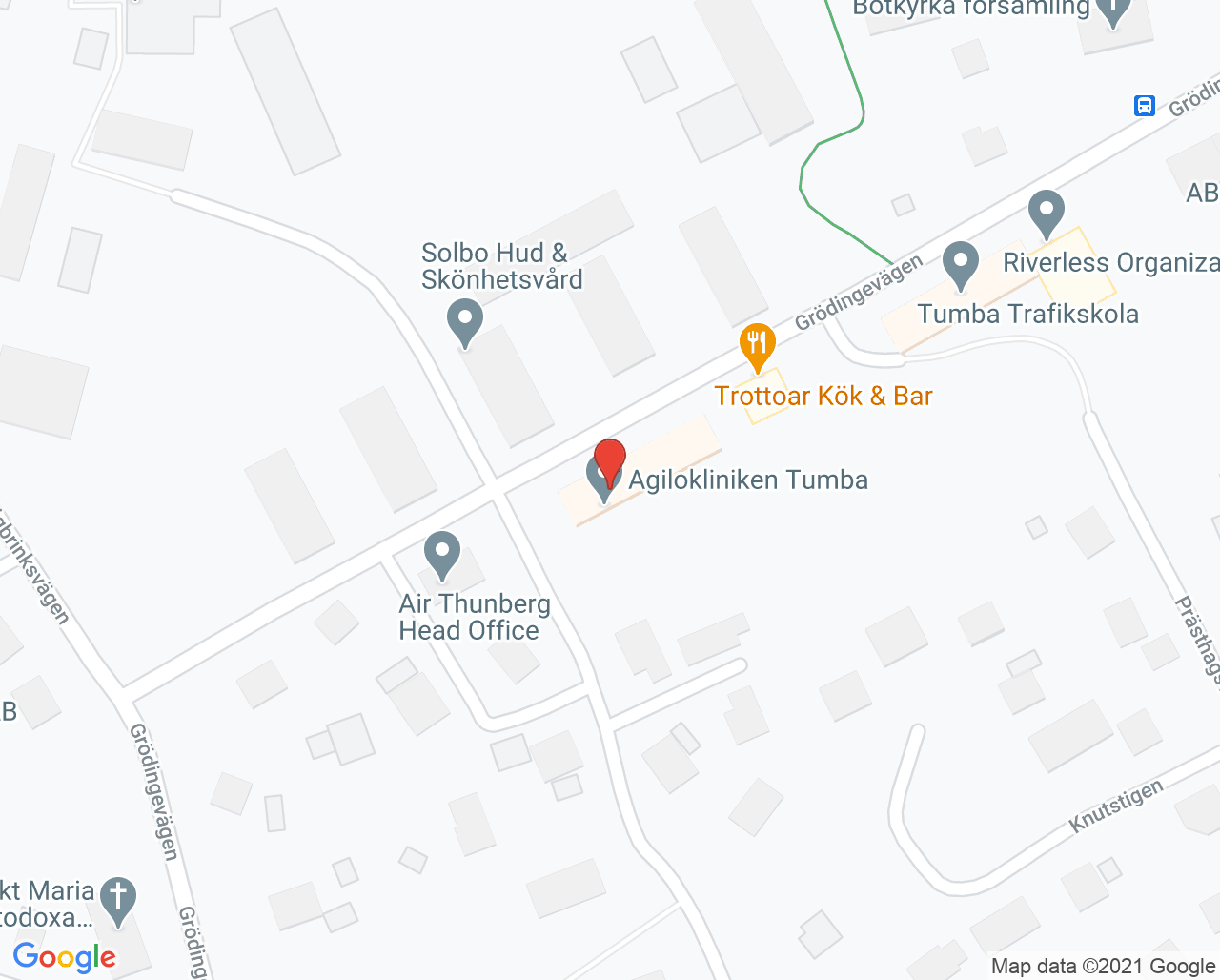 Karta till Agilokliniken Tumba