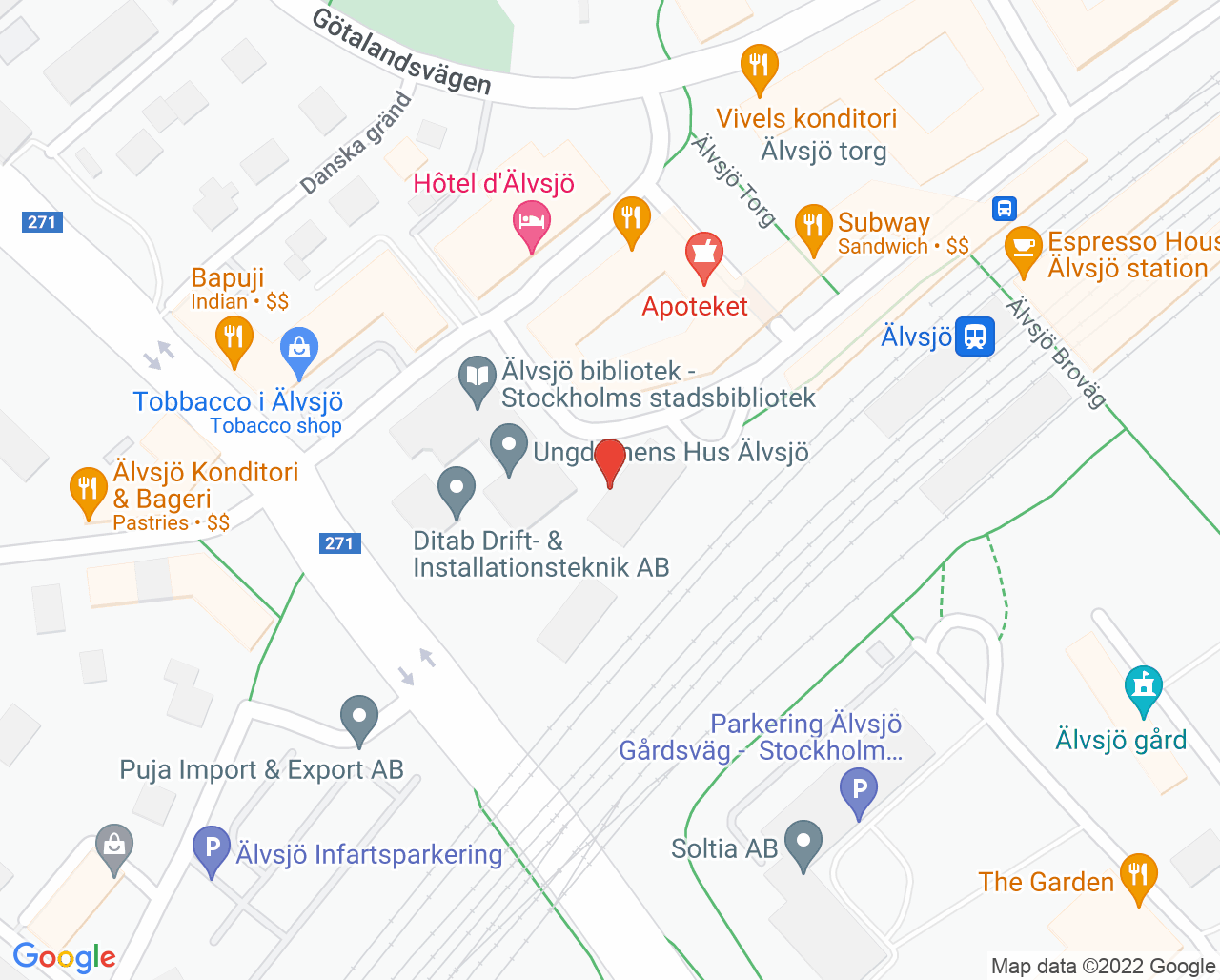 Karta till Älvsjö Centrum Vårdcentral