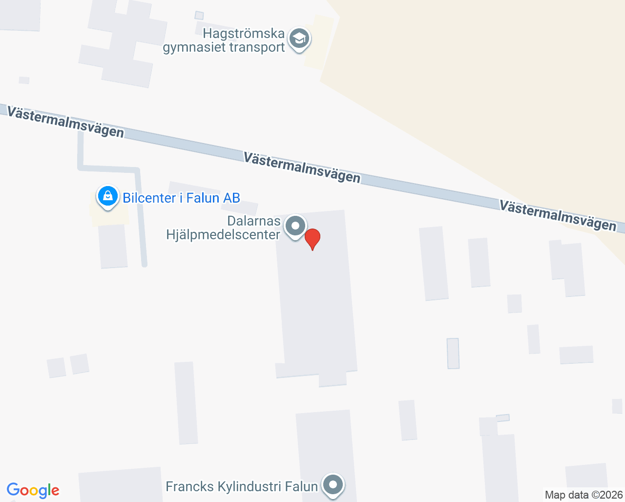 Karta till Rörelse Hjälpmedelscentral Falun