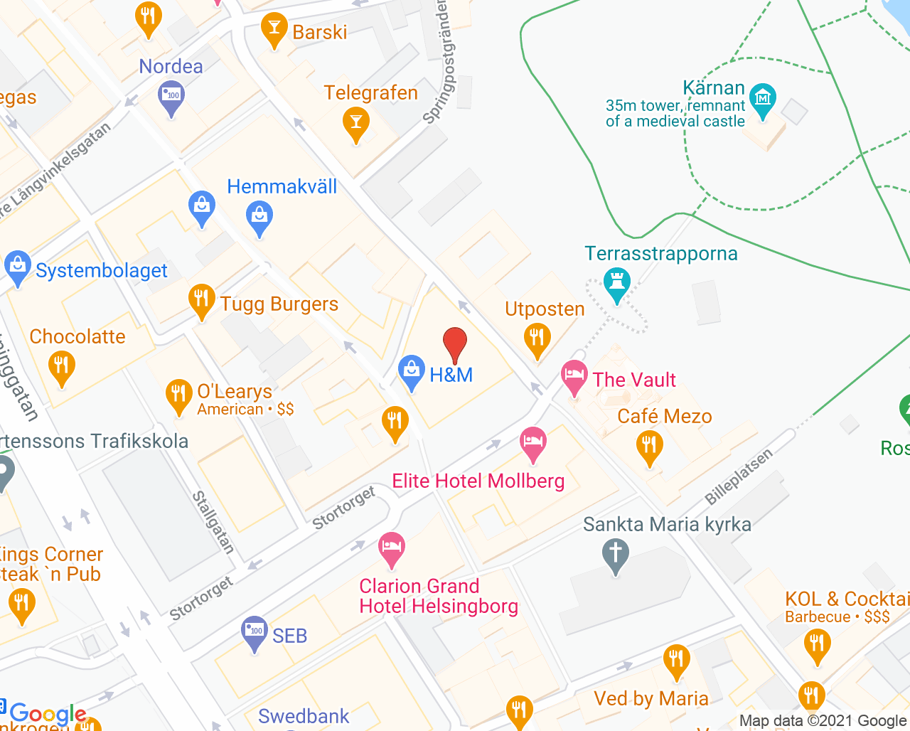 Karta till Kvinnohälsan Barnmorskemottagning, Helsingborg