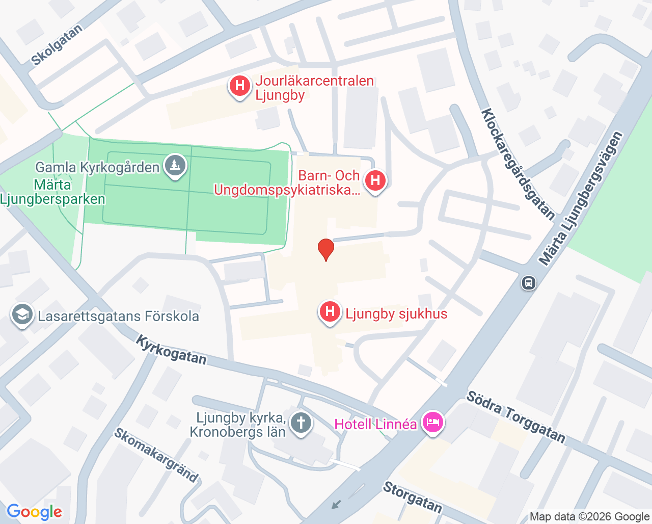 Karta till Kliniskt kemiska laboratoriet Ljungby, Ljungby