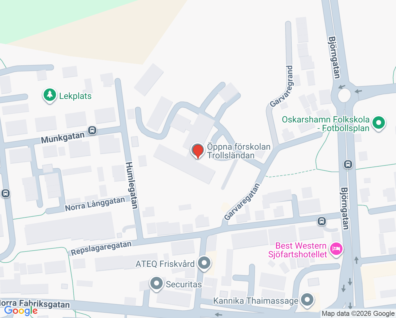 Karta till Barn- och ungdomshabiliteringen Oskarshamn