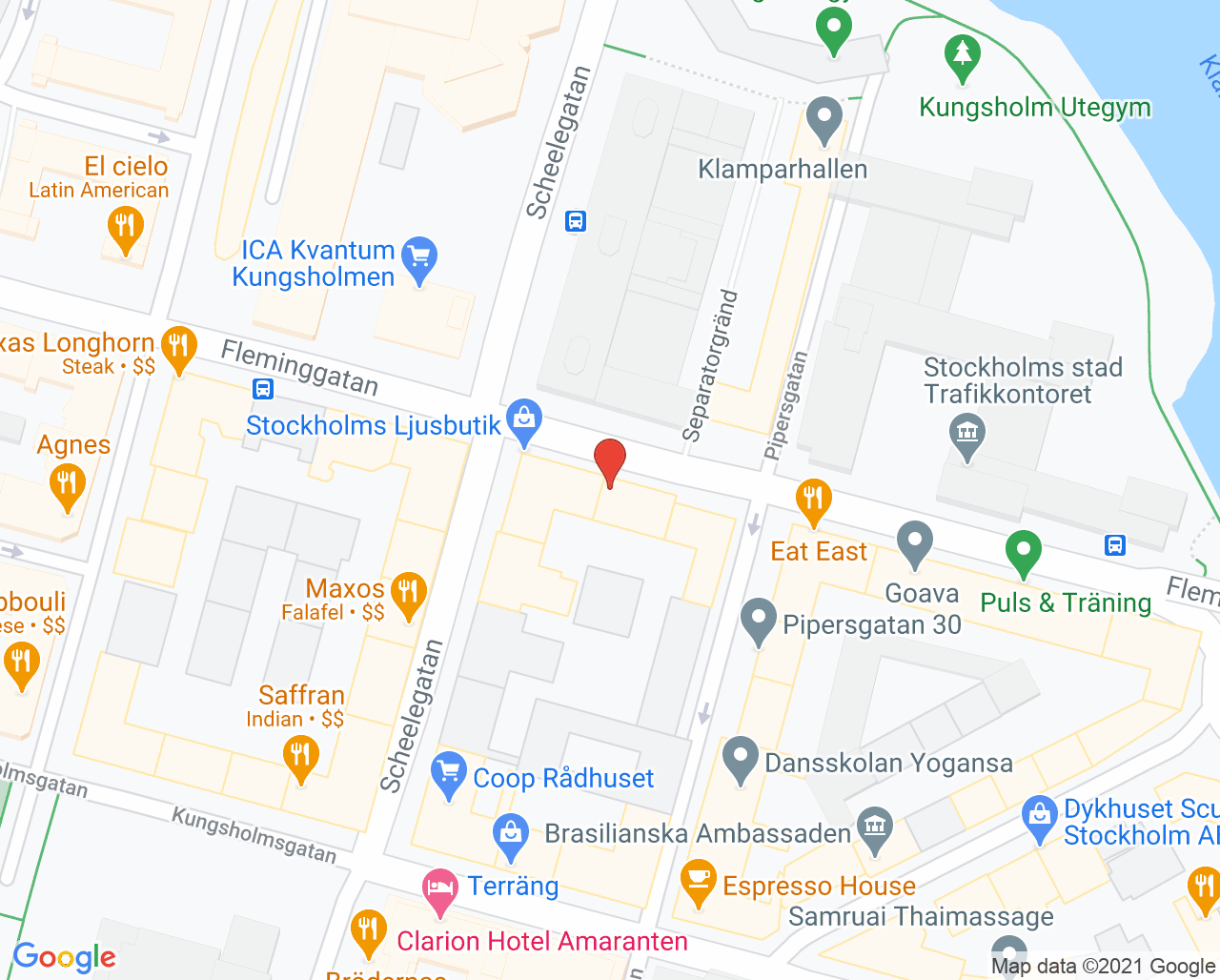 Karta till Västermalms Kiropraktik