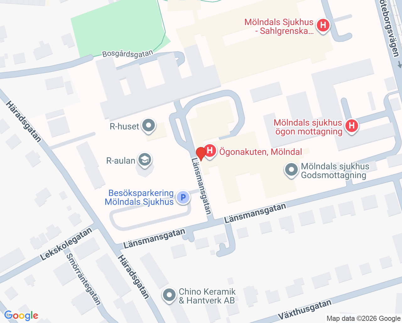 Karta till Akutmottagning ögon Mölndal, Mölndal