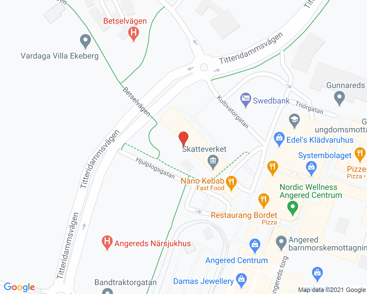 Karta till Capio Vårdcentral Angered, Angered