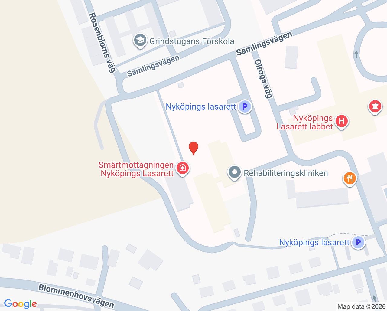 Karta till SSIH - Specialiserad sjukvård i hemmet Nyköpings lasarett, Nyköping