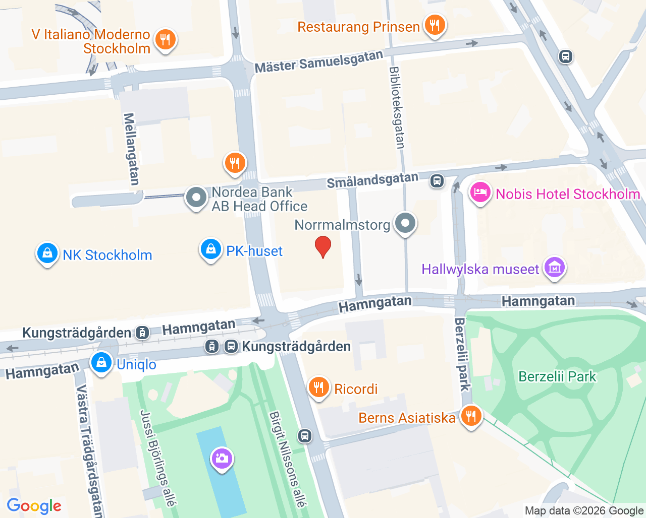 Karta till Synsam Stockholm Norrmalmstorg