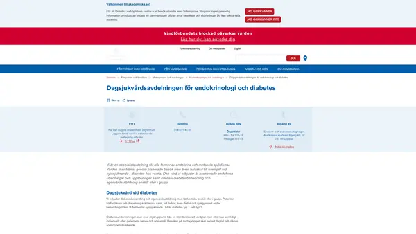 Dagsjukvårdsavdelningen för endokrinologi och diabetes, Uppsala