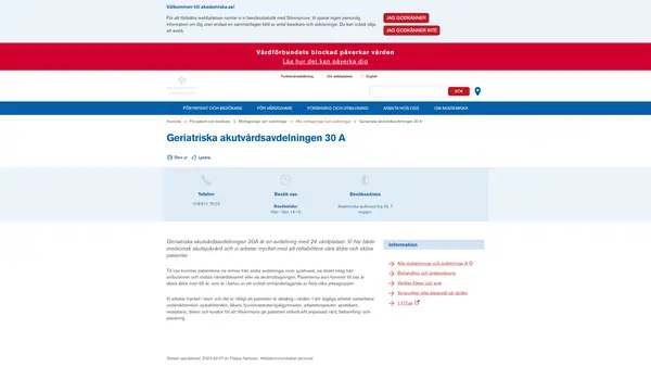 Geriatrisk akutvårdsavdelning 30 A