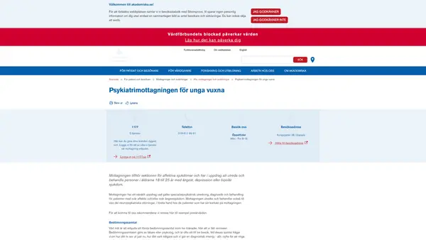 Psykiatrimottagningen för unga vuxna, Uppsala