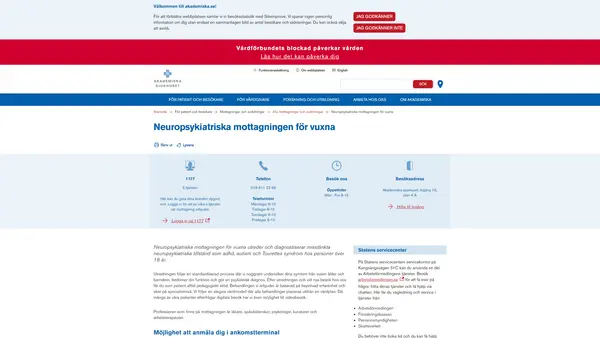 Neuropsykiatriska mottagningen för vuxna, Uppsala