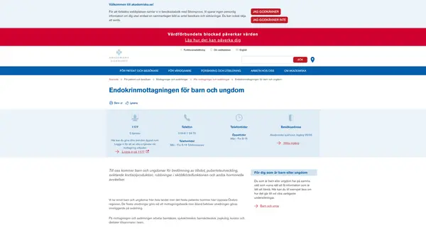 Endokrinmottagningen för barn och ungdom, Uppsala
