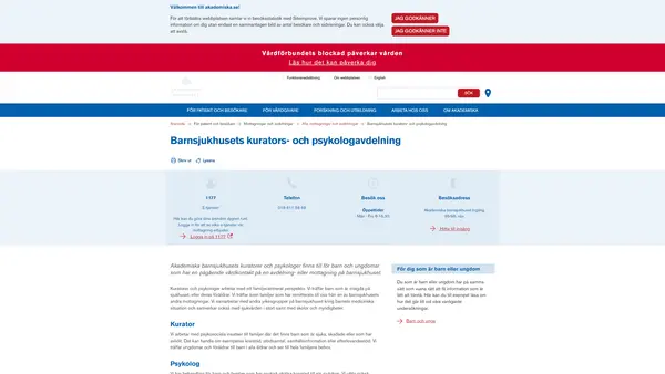 Barnsjukhusets kurators- och psykologavdelning logo