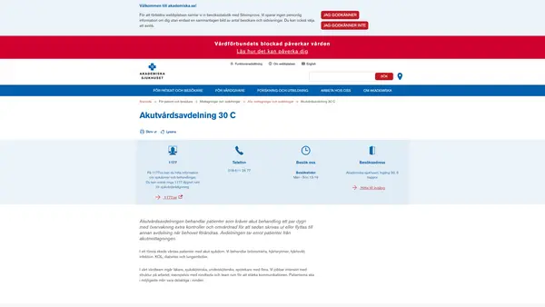 Akutvårdsavdelning 65 A2, Uppsala