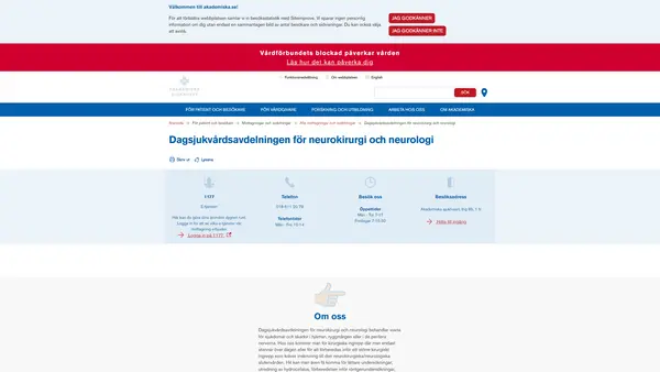 Dagsjukvårdsavdelningen för neurokirurgi och neurologi, Uppsala