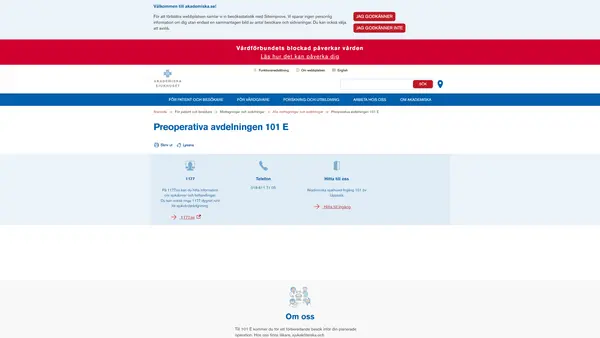 Preoperativ avdelning 101 E, Uppsala