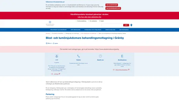 Blod- och tumörsjukdomars behandlingsmottagning i Gränby, Uppsala