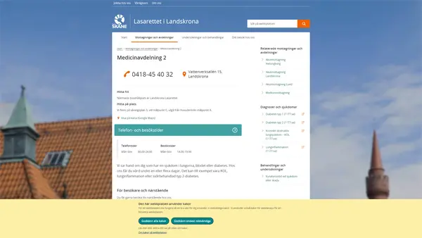 Medicinavdelning lunga och diabetes Landskrona