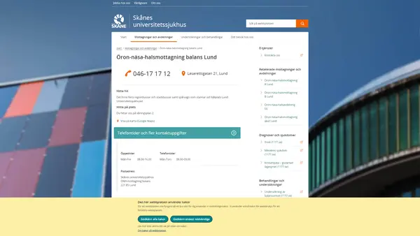 Öron- näs- och halsmottagning balans Lund, Lund