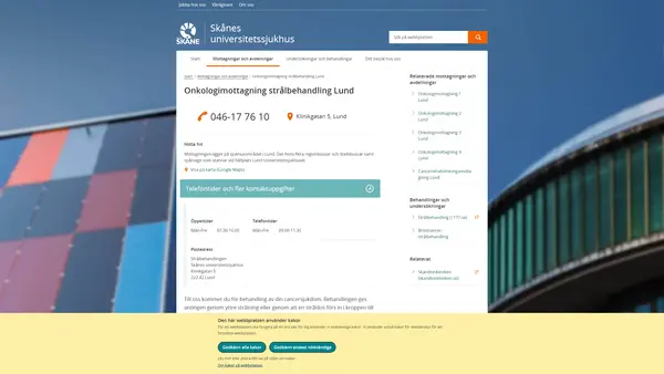 Onkologimottagning strålbehandling Lund