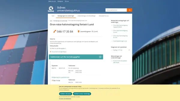 Öron- näs- och halsmottagning foniatri Lund