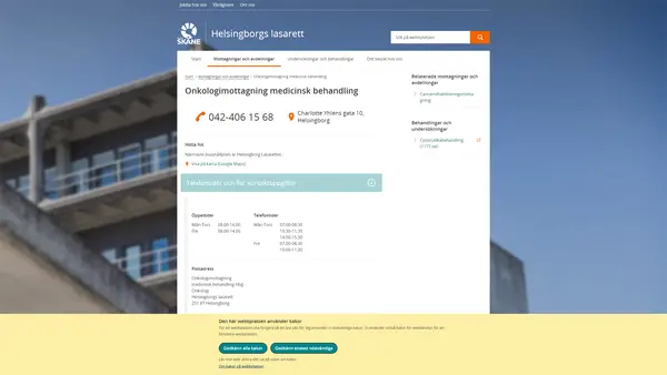 Onkologimottagning medicinsk behandling Helsingborg