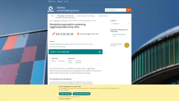 Rehabiliteringsmedicinavdelning ryggmärgsskada Orup Höör