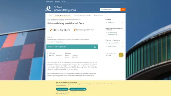 Rehabiliteringsmedicinavdelning neurorehab trauma Orup Höör, Höör