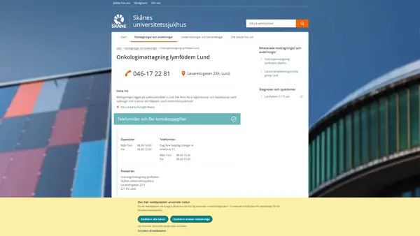 Onkologimottagning lymfödem Lund