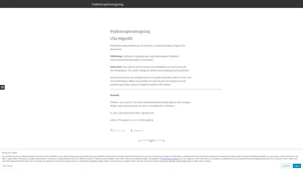 Psykoterapimottagning Ulla Hägerlöf, Helsingborg