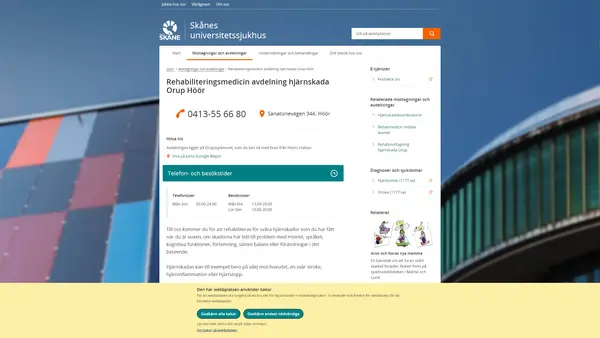 Rehabiliteringsmedicinavdelning hjärnskada Orup Höör