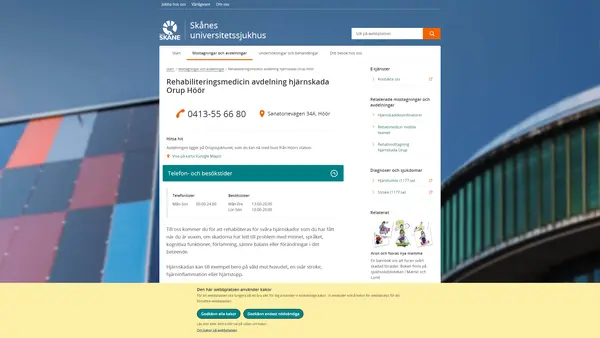 Rehabiliteringsmedicin avdelning hjärnskada Orup Höör
