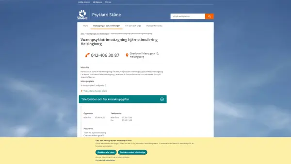 Vuxenpsykiatrimottagning hjärnstimulering Helsingborg